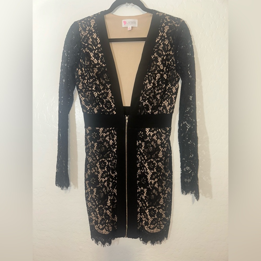 EUC Black Lace Dress w/ nude lining